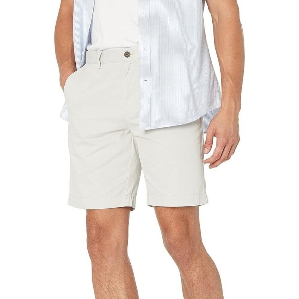 Amazon Essentials Slim-Fit 9" Stretch Chino Short 100% Cotton Light Grey 34W
